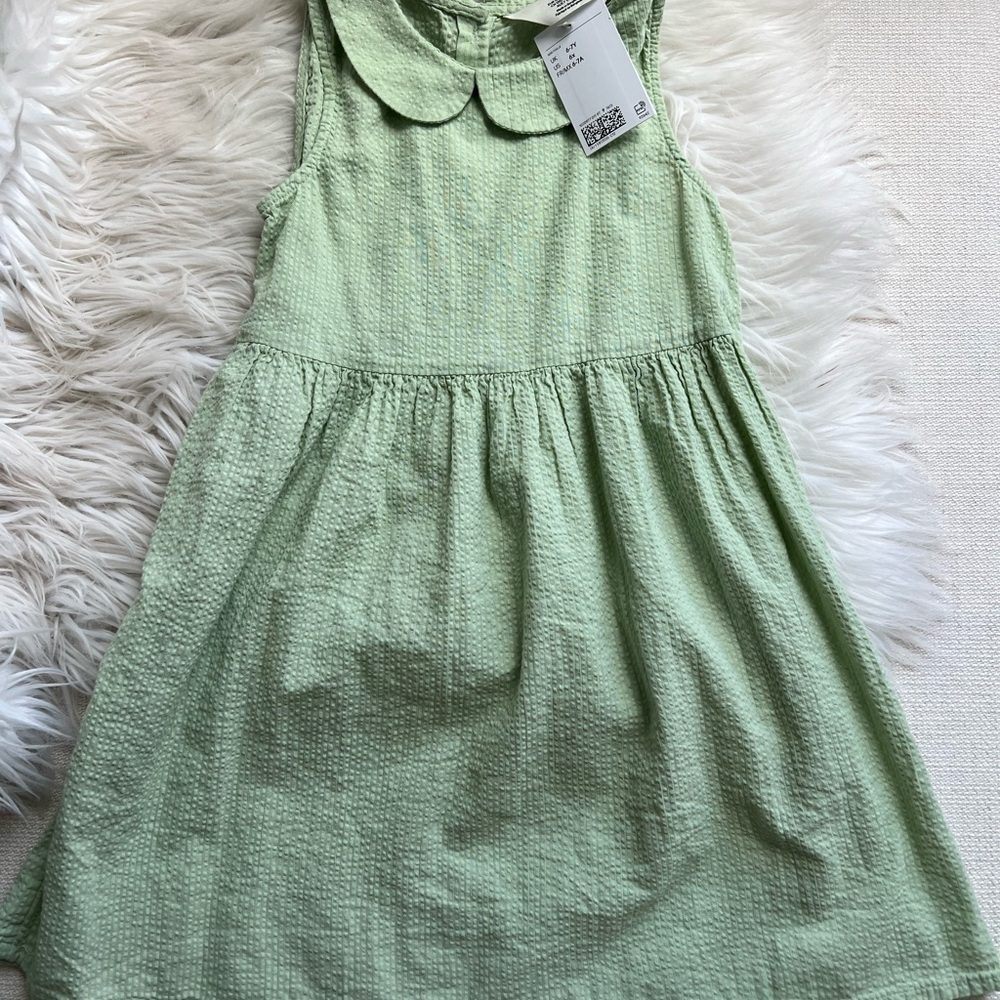 H&M Light Green Textured Kids Dress